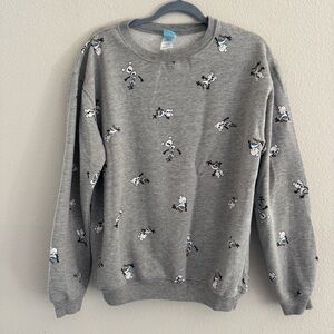 Disney Frozen Gray Pullover Olaf Pattern Crewneck Sweater